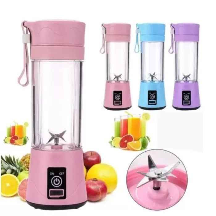 MINI LIQUIDIFICADOR MIXER JUICER 6 LAMINAS RECARREGAVEL USB 380 ML