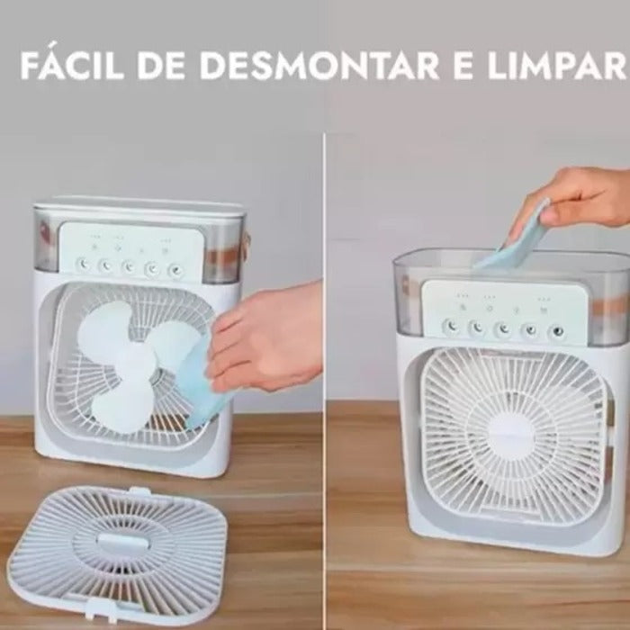 VENTILADOR PORTÁTIL + UMIDIFICADOR de AR com Reservatório  de ÁGUA E GELO - 03 Vel.