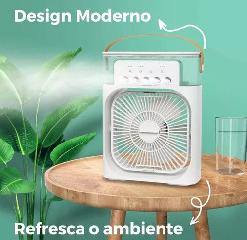 VENTILADOR PORTÁTIL + UMIDIFICADOR de AR com Reservatório  de ÁGUA E GELO - 03 Vel.