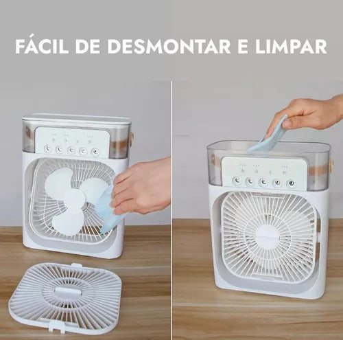 VENTILADOR PORTÁTIL + UMIDIFICADOR de AR com Reservatório  de ÁGUA E GELO - 03 Vel.